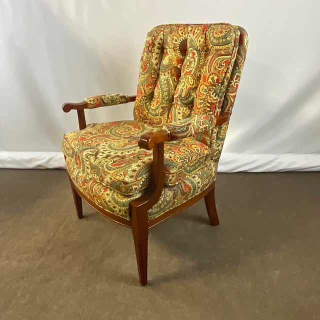 Vintage Traditional Hollywood Regency Hickory Chair Cherry Open Arm Side Chair. For Sale - Image 11 of 12