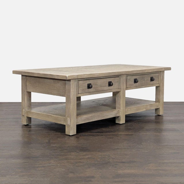 Rustic Pottery Barn Benchwright Rectangular Coffee Table For Sale - Image 3 of 8