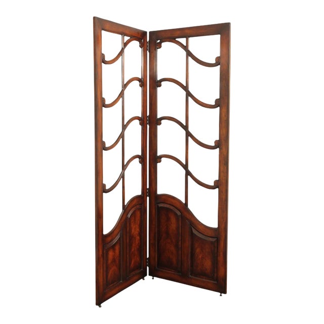 Mahogany and Glass Regency Style Two-Panel Folding Screen Room Divider For Sale