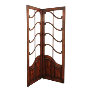 Mahogany and Glass Regency Style Two-Panel Folding Screen Room Divider