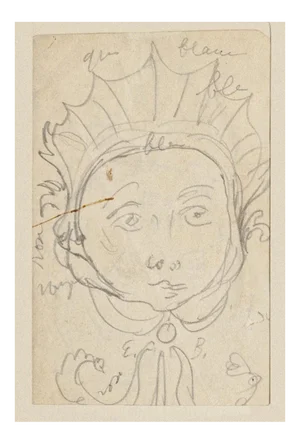 Figure in Mask Original Pencil on Paper by Eugène Berman