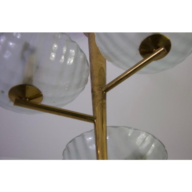 Italian Brass and Glass Chandelier, 1950s For Sale - Image 18 of 18
