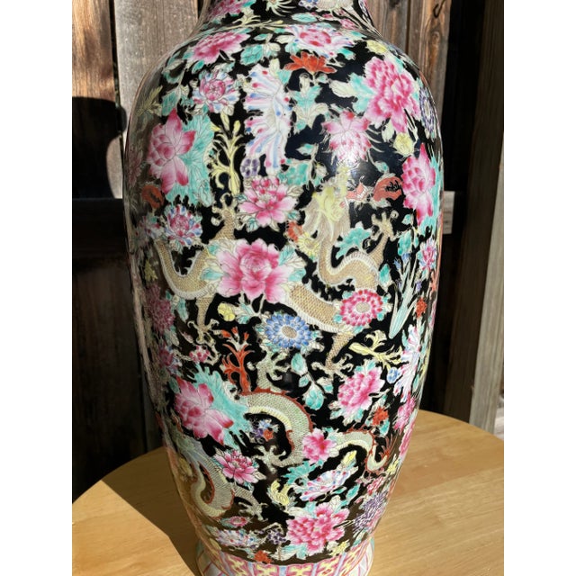 Ceramic Antique Late 19th Century Chinese Imperial Famille Noir Porcelain Vase For Sale - Image 7 of 9