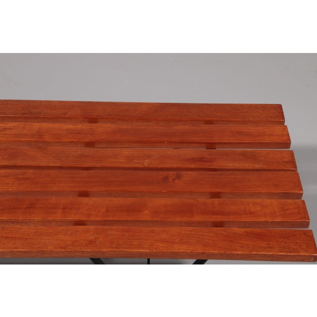 Mid-Century Italian Bench in Wood and Black Metal, 1960s For Sale - Image 14 of 16