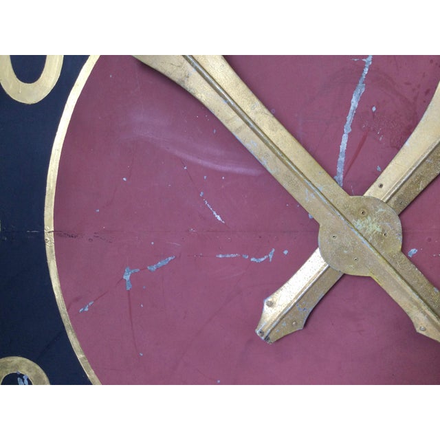Large Architectural Clock Face with Gilt Numbers and Hands For Sale - Image 10 of 14