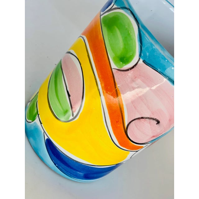 Vintage Folk Art Italian ‘La Musa’ Hand Painted Fish Ceramic Vase, Vessel, Canister For Sale In San Antonio - Image 6 of 10