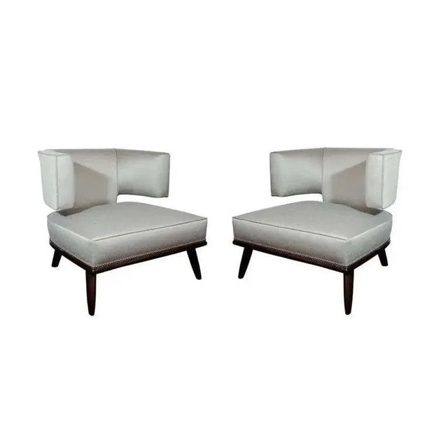 Mid-Century Modern Modern Stylized Klismos Lounge Chairs - A Pair For Sale - Image 3 of 8