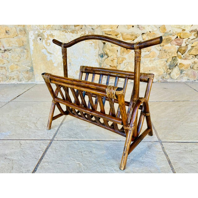 Vintage Bamboo Rattan Magazine Rack, 1970s For Sale - Image 14 of 16