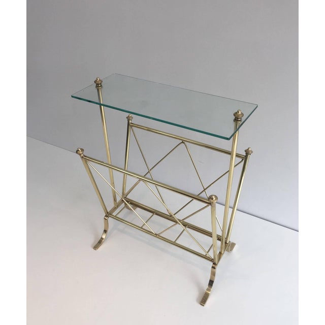 1940s Neoclassical brass and glass magazine rack, Maison Jansen For Sale - Image 12 of 12