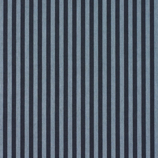 Contemporary SAMPLE - Schumacher Hanson Indoor/Outdoor Stripe Narrow Fabric In Blues For Sale - Image 3 of 4