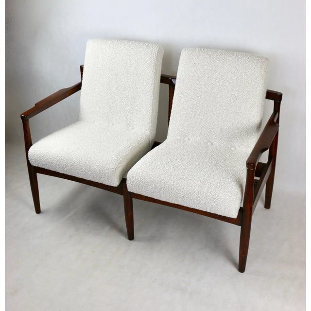 Vintage Double Sofa Bench in Ivory Bouclé, 1970s For Sale - Image 11 of 13