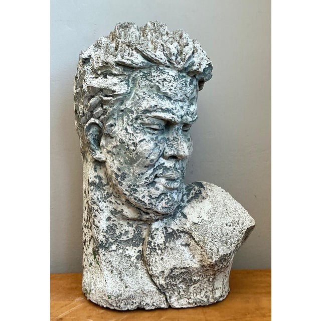 Late 20th Century Vintage Weathered Stone Bust Wall Sculpture For Sale - Image 5 of 14