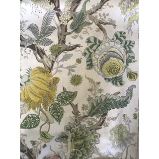 Schumacher Indian Arbre Linen Citron Fabric- 3 1/2 Yards For Sale