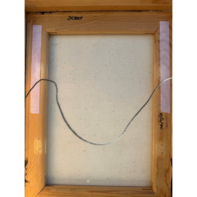 Orange Vintage Modernist Abstract Painting by Darrell Crisp, Signed and Dated 1990. Oil on Canvas. For Sale - Image 8 of 9