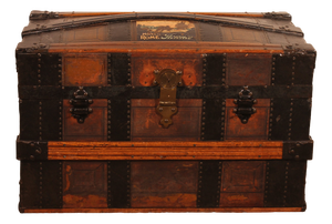 Antique Travel Trunk in Leather and Wood, 1890s