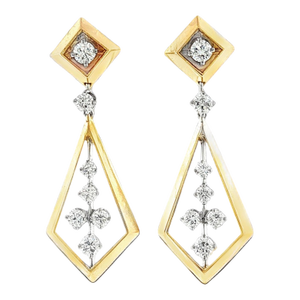 1960's McTeigue 18k and Platinum Diamond Drop Earrings, A Pair