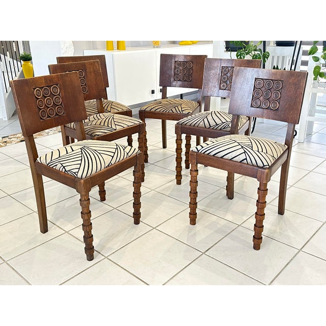 French Art Deco Chairs by Charles Dudouyt, 1940, Set of 6 For Sale - Image 6 of 18