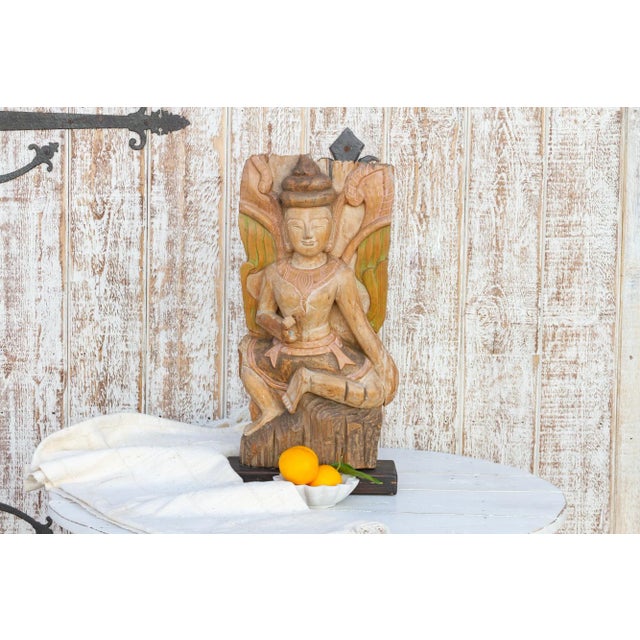 Wood Antique Semi-Oxidized Carved Deity Statue For Sale - Image 7 of 8