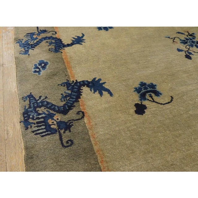 1920s Camel Dragon Floral Antique Chinese Peking Carpet 5' X 7'8" Handknotted Wool Rug For Sale - Image 9 of 12