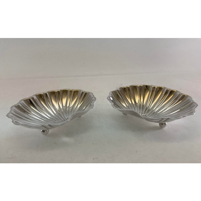 1980s Shell Shaped Silver Plate Sweet Dishes on Ball Feet - a Pair For Sale In New York - Image 6 of 13