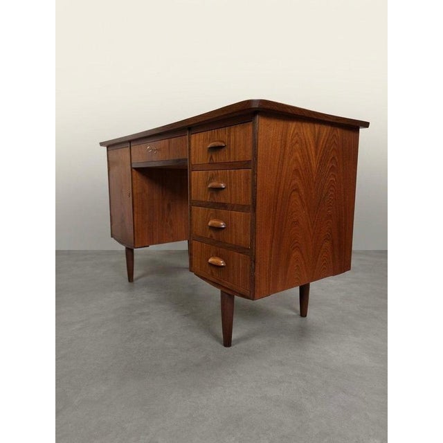 Wood Mid-Century Modern Danish Teak Desk with Top For Sale - Image 7 of 8