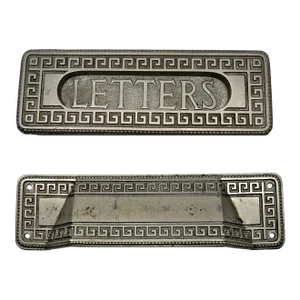 1900s Greek Key Nickel Silver Mail Slot