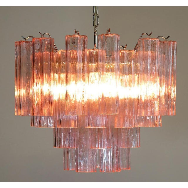 Metal Tronchi Chandeliers with 36 Pink Glasses in the Style of Toni Zuccheri, Murano, 1990, Set of 4 For Sale - Image 7 of 13