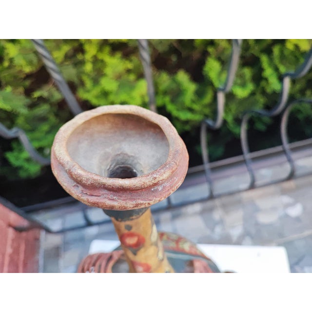 Pre-war painted leather wineskin, carafe, dimensions: height 50 cm, width 29 cm, depth 20 cm.