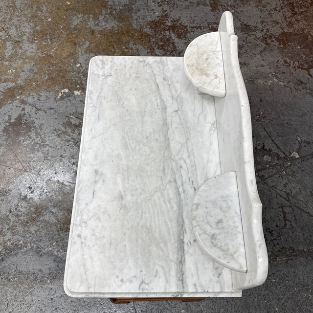 Oak Washstand Marble Top + Backsplash, Antique For Sale - Image 11 of 12