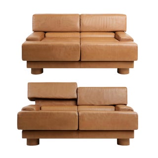 Percival Lafer Adjustable Leather Loveseats, Brazil, Circa 1960 For Sale