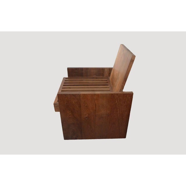 Andrianna Shamaris Minimalist Teak Wood Spa Chair For Sale In New York - Image 6 of 6