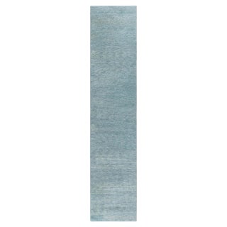 Modern Hand-Knotted Wool Runner in Cool Tones by Doris Leslie Blau For Sale