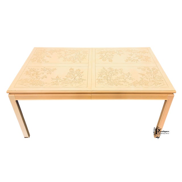 Ivory Vintage Bernhardt Shibui Collection Chinoiserie Style Ivory Extension Dining Table For Sale - Image 8 of 12