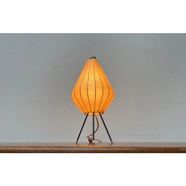 Mid-Century Modern German Minimalist Cocoon Tripod Table Lamp by Friedel Wauer for Goldkant Leuchten, 1960s For Sale - Image 4 of 18