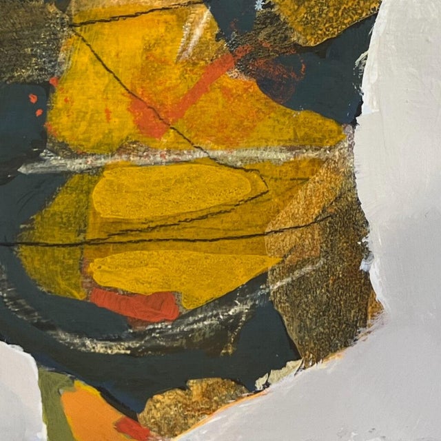 2020s Lee Cox "Slam Dunk" Acrylic on Canvas, Small Framed Abstract Collage Painting in Orange, 2025 For Sale - Image 5 of 8