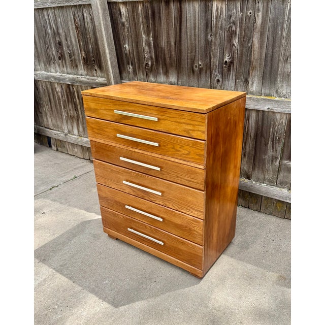 Mid-Century Modern Vintage Raymond Loewy for Mengel Oak Chest of Drawers For Sale - Image 3 of 10