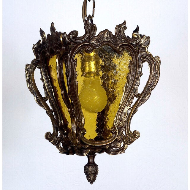 Antique Brass Glass Chandelier, 1930s, in Very Good conditions. Designed 1920 to 1949 I have official proof of...