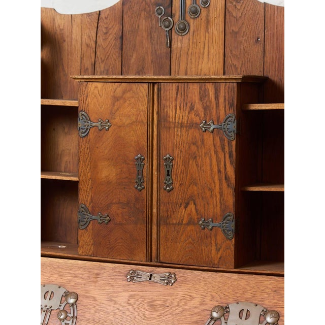 Rare Antique Arts and Crafts Style Oak Secretary Bookcase For Sale - Image 4 of 12