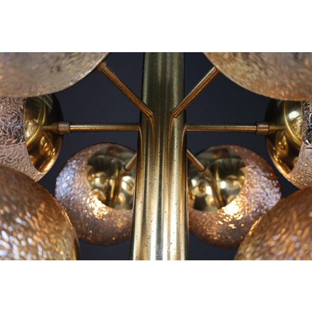 Patinated Brass 9-Globe Chandelier with from Kaiser Idell / Kaiser Leuchten, Germany, 1960s For Sale - Image 11 of 16
