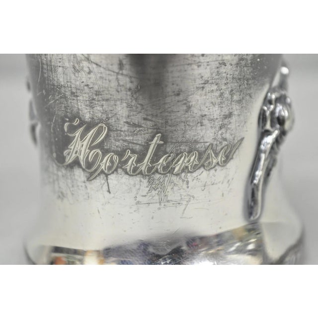 Antique Forbes Silver Co Art Nouveau Floral Monogramed Silver Plated Shaving Mug For Sale - Image 4 of 15
