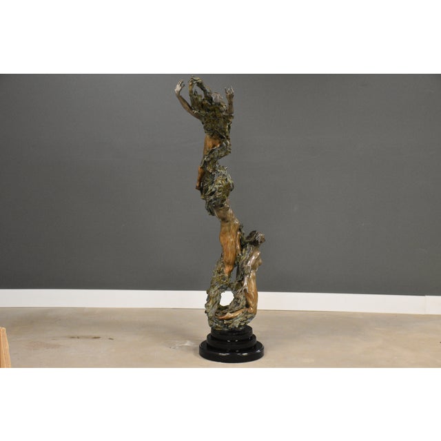 1990s Spiral Helix X Bronze Statue by Mary Louise Snowden For Sale - Image 4 of 14