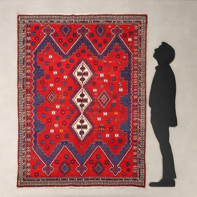 Afshar rug in cotton and wool, large knot, hand-made. This piece is attributed to the mentioned designer/maker. It has no...