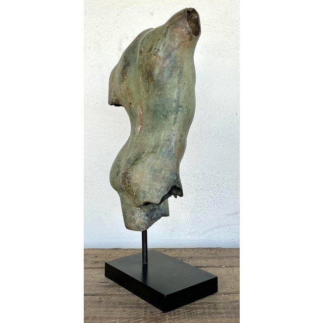Wood Vintage Patinated Bronze Torso of Man For Sale - Image 7 of 12