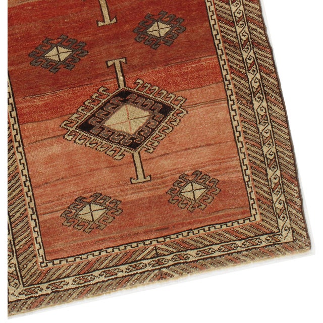 The central Abrash (color change) in this rug creates a captivating visual effect. Abrash occurs when weavers incorporate...