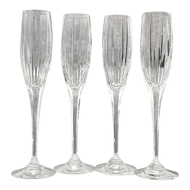 Late 20th Century Mikasa Arctic Lights Champagne Toasting Wedding Glasses - Set of 4 For Sale