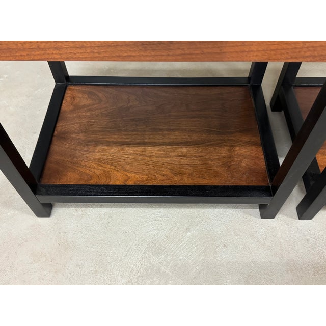 1950s 1950s Refinished Walnut Nightstands by Milo Baughman for Directional - A Pair For Sale - Image 5 of 9