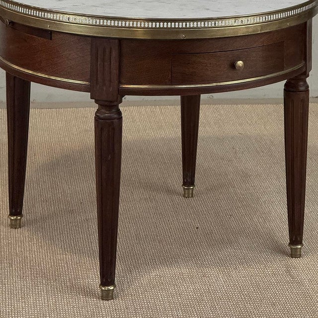 Antique French Louis XVI Mahogany Marble Top Bouillotte Table For Sale - Image 12 of 18