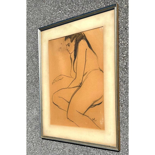 Infuse your space with an authentic touch of vintage charm with this remarkable original signed figure drawing. This...