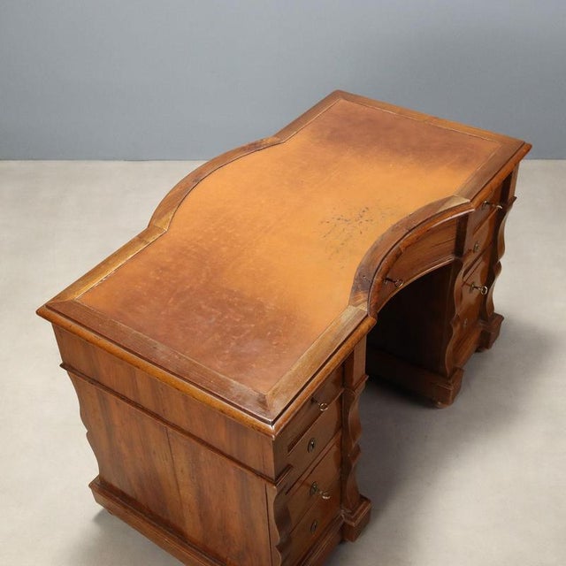Umbertina Walnut Desk with Leather, Italy, 1800s For Sale - Image 9 of 11