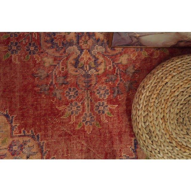 Textile 1970s Vintage Turkish Handmade Turkish Wool Cotton Red Area Rug For Sale - Image 7 of 12